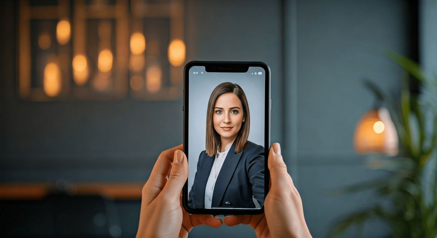 A person using an Instagram story viewer on their phone in a home office