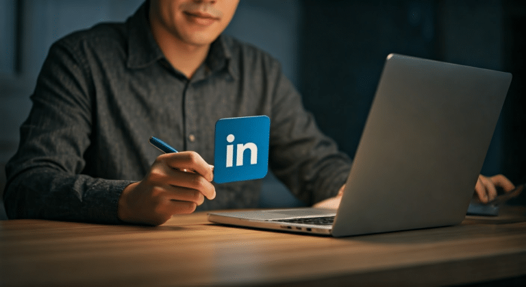 Best Time To Post On Linkedin - Person studying LinkedIn analytics on laptop to find the best times to post