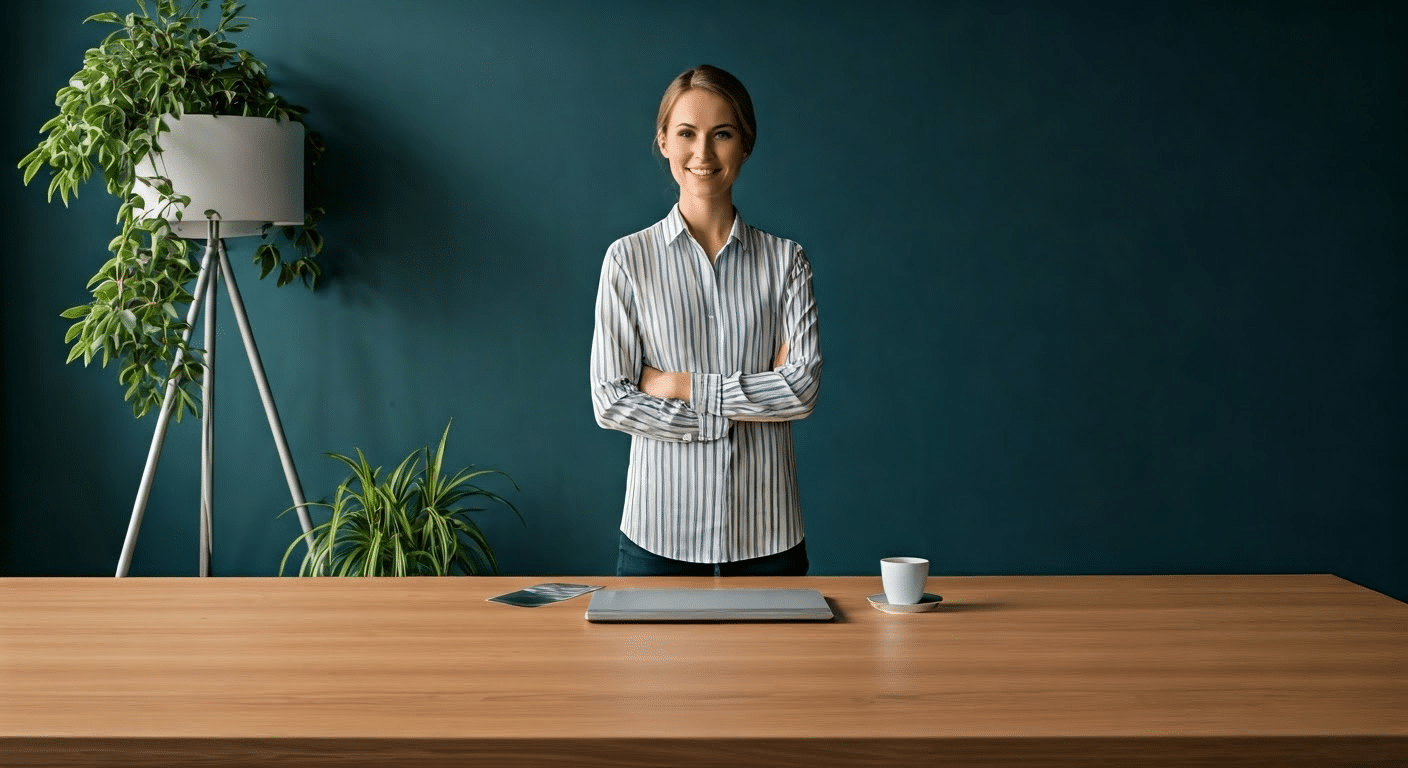 Entrepreneur using a tablet to explore a free LinkedIn post maker for content ideas