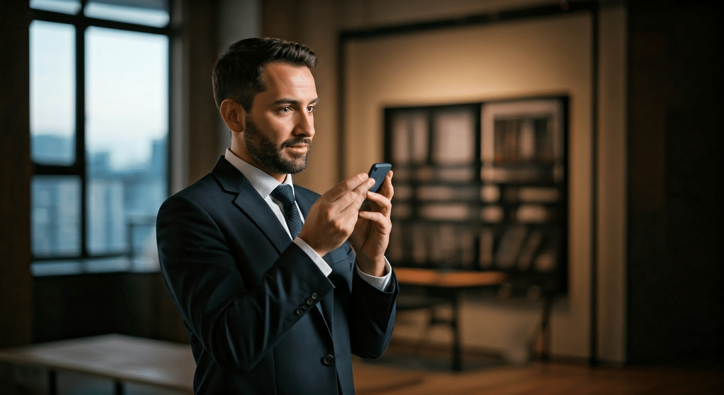 Marketer reviewing Instagram carousel analytics in a cozy cafe