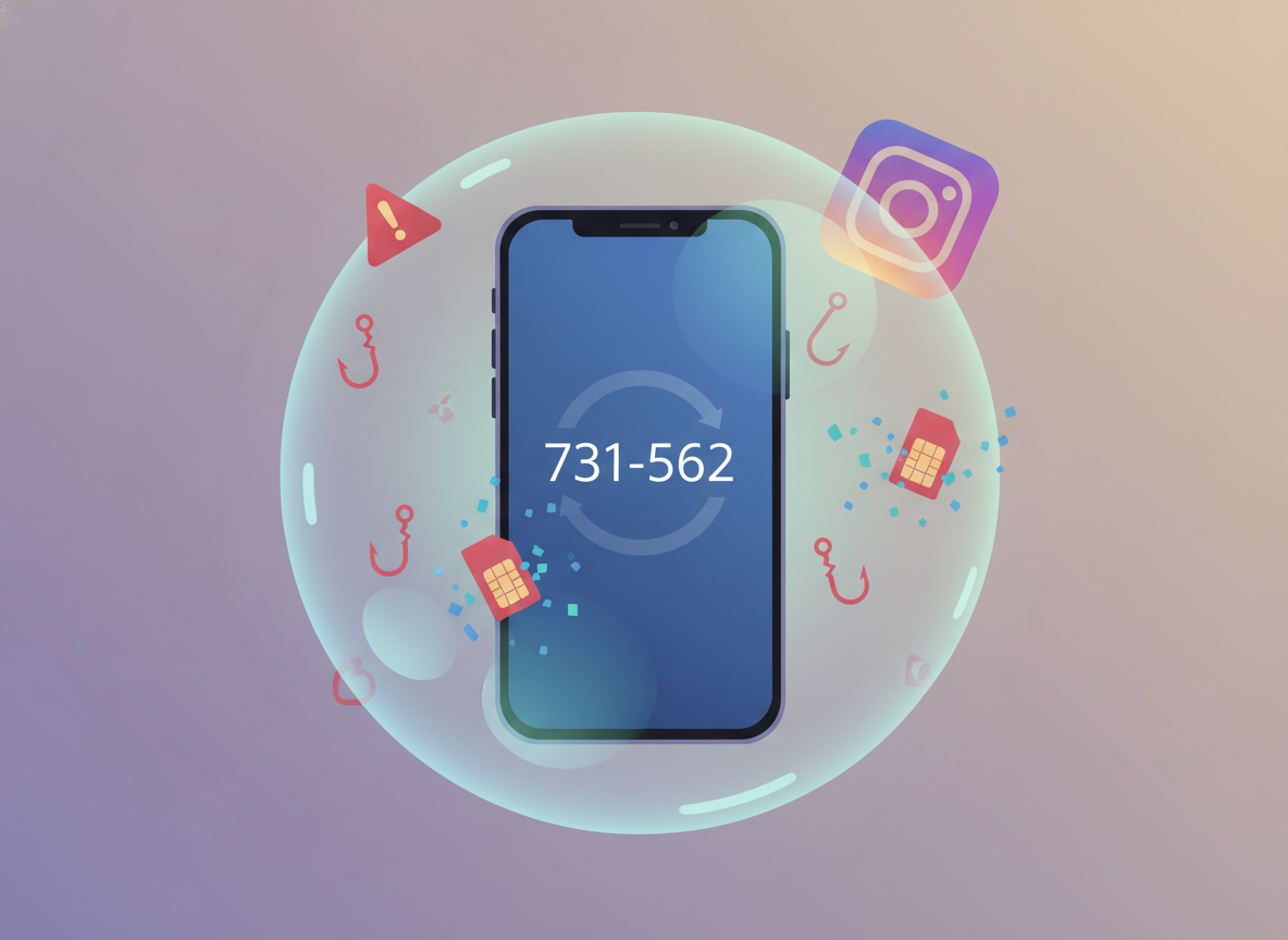 Instagram App Data Theft Risks Explained: A protective, empowering illustration showing a smartphone with an authenticator