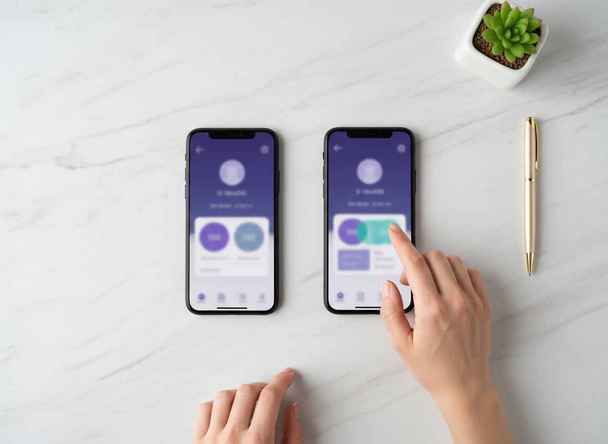 Why Follower Counts Change but Lists Lag: Clean professional tech photography style, overhead flat lay composition, two sm
