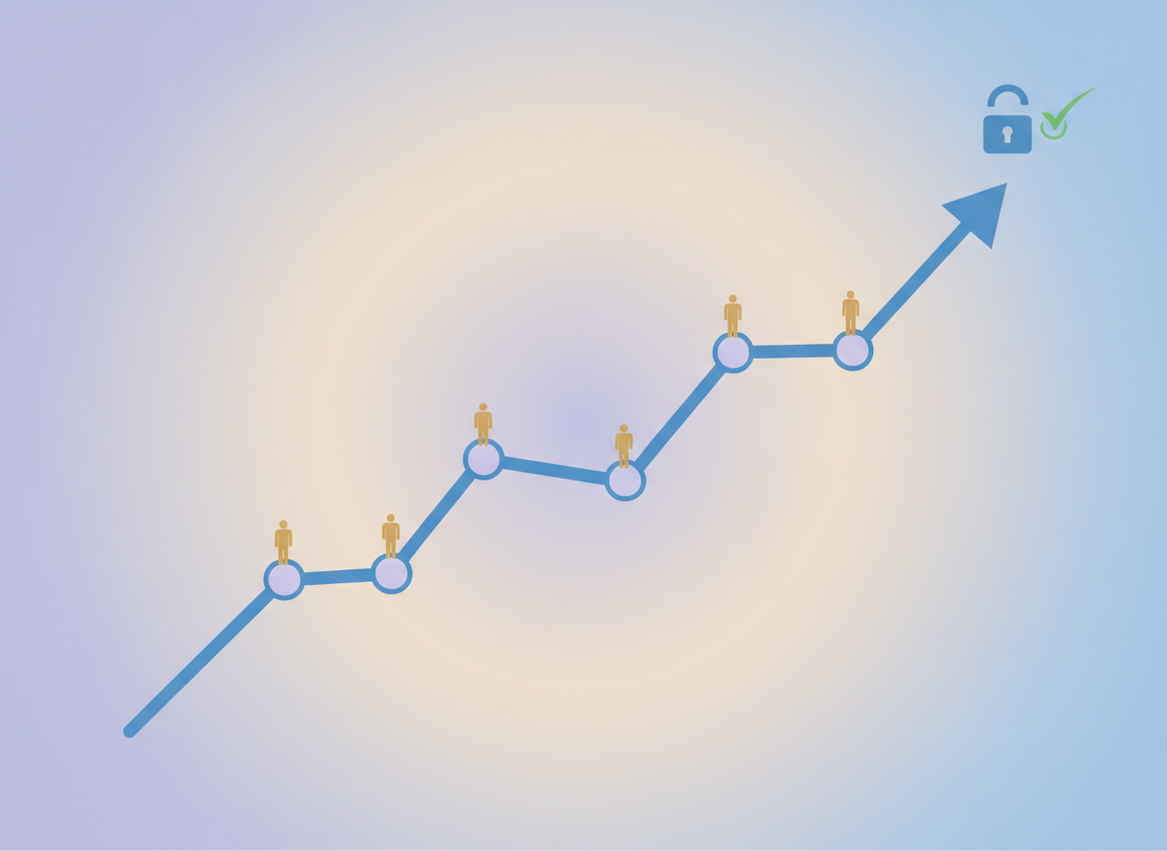 Privacy Friendly Instagram Analytics Explained: A minimalist digital illustration showing a clean line graph trending upwa...
