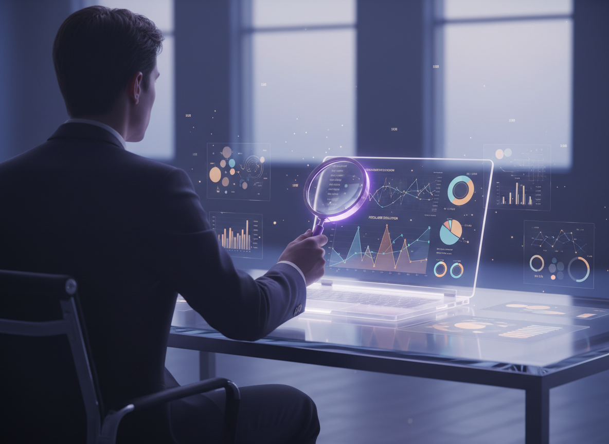 How to Verify Instagram Follower Data: A person sitting at a modern desk with a laptop displaying Instagram analytics g