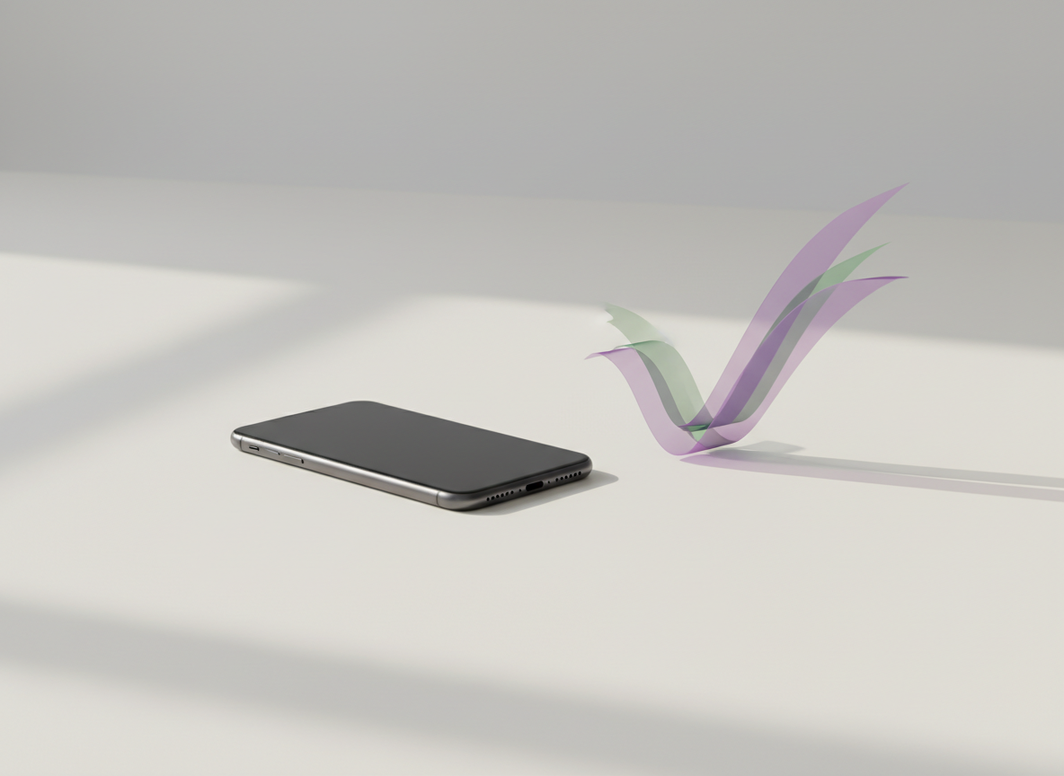 Instagram Insights vs Third Party Tools: Professional product photography, single smartphone on clean surface with abstra