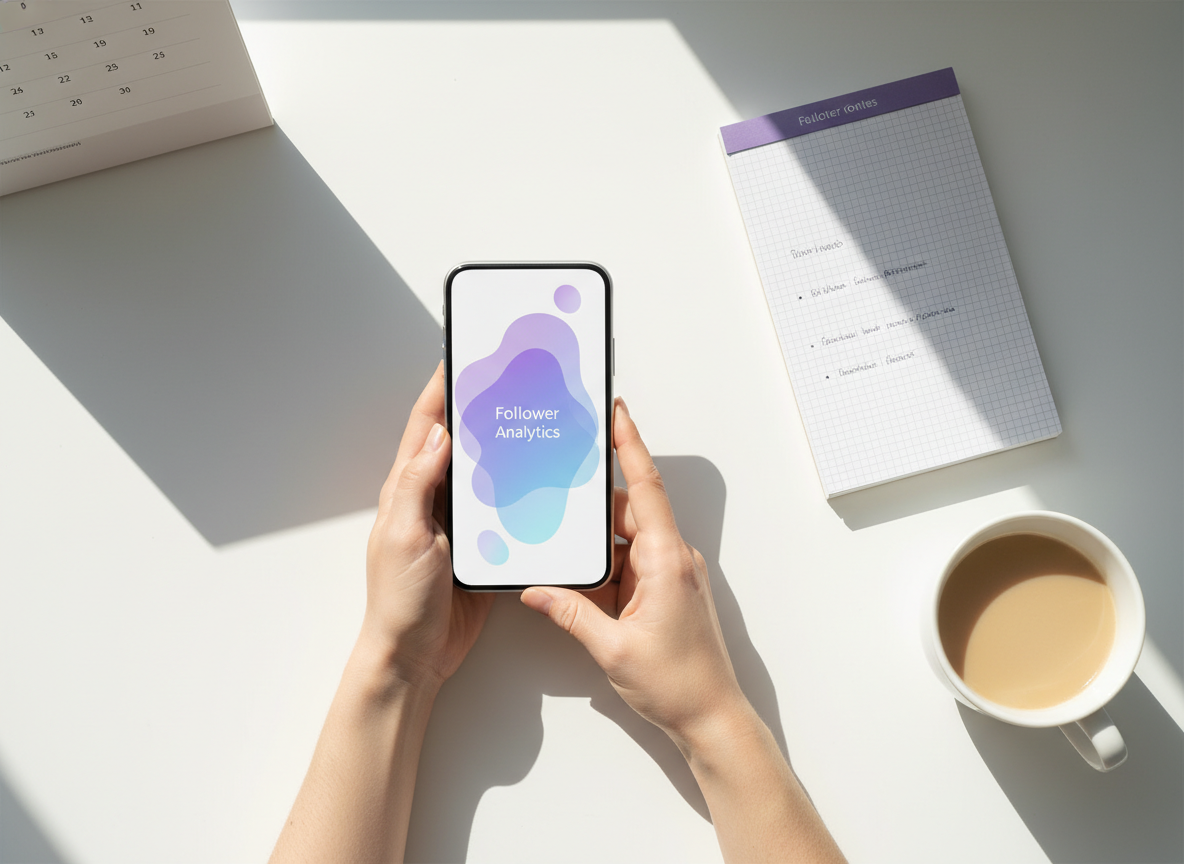 Why Instagram Has No Unfollow Notifications: Clean professional tech photography style, overhead flat lay composition of mini