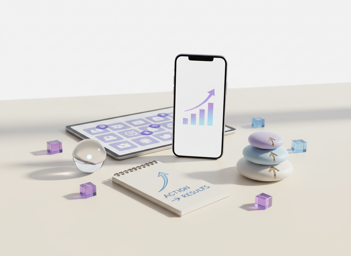 How to Track Instagram Engagement Rate: Clean professional photography, organized elements representing practical applic