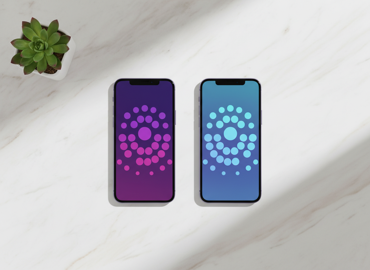 Why Trackers Sometimes Miss an Unfollow: Clean tech product photography style, overhead flat lay composition showing two