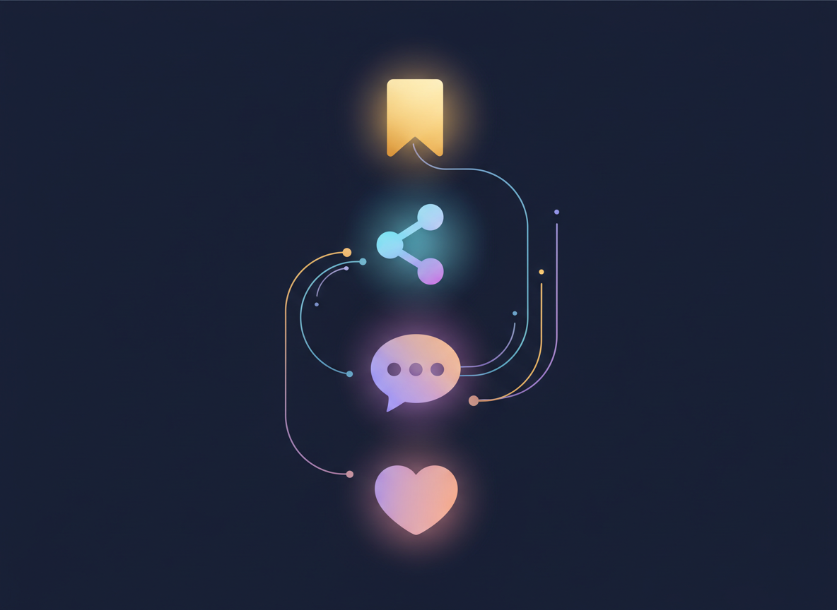 Instagram Analytics Reports to Boost Engagement: A visual hierarchy showing Instagram engagement signals as illuminated ic...