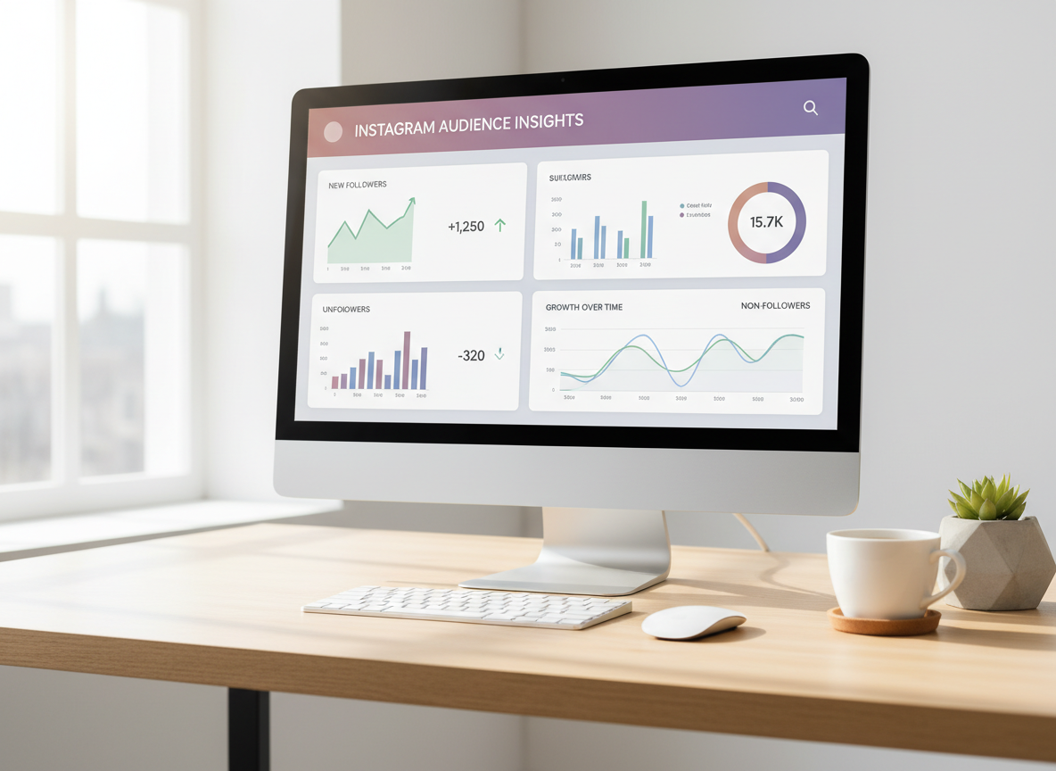 Can You See Who Someone Recently Followed: A clean, professional analytics dashboard on a desktop monitor showing legitimat