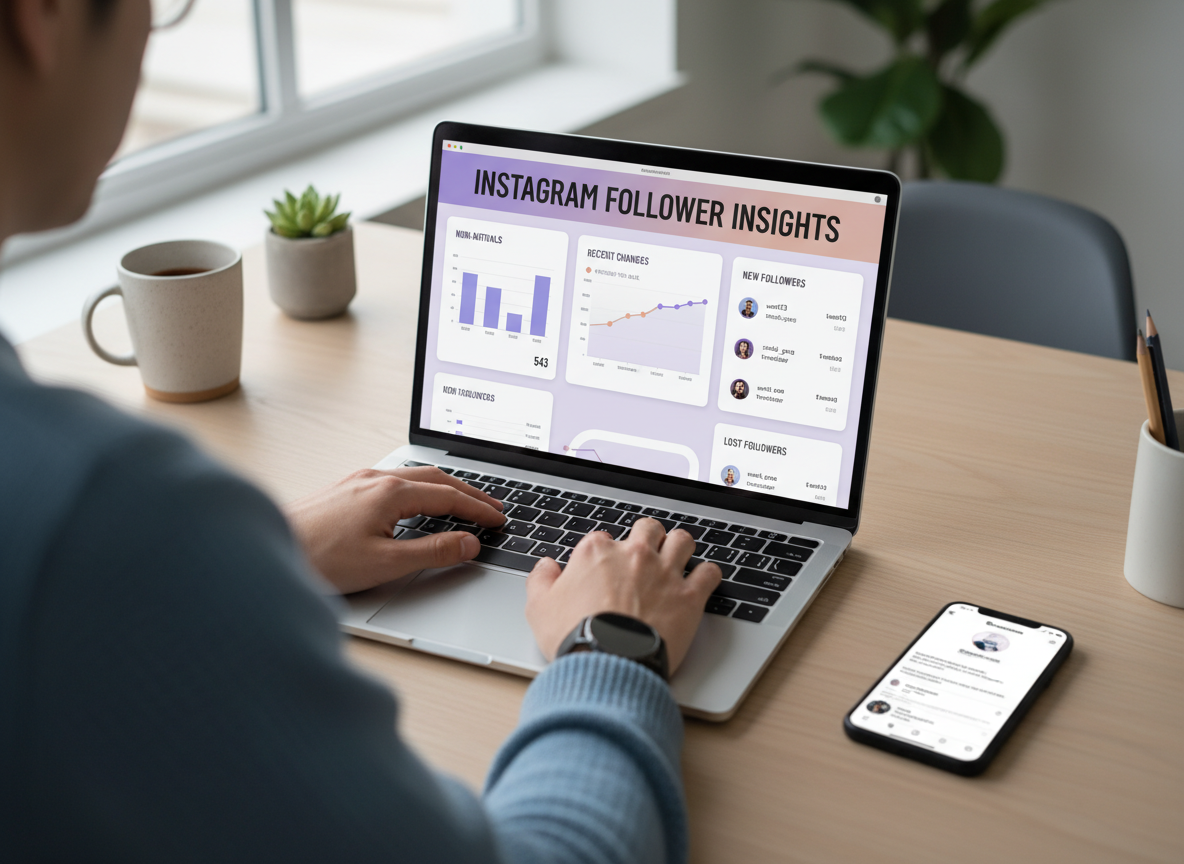 When Should You Unfollow Someone on Instagram?: Over-the-shoulder view of someone using a laptop displaying a clean analyt...