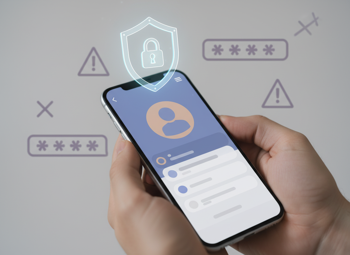 Do You Need a Reports App for Instagram: Close-up of hands holding a smartphone with an Instagram-style profile screen, w