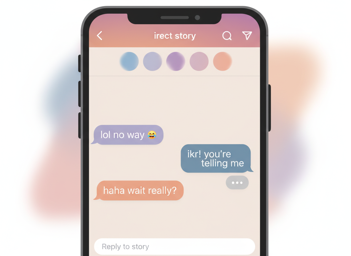 Instagram Crush and Ex Behavior Explained: Stylized illustration of an Instagram DM conversation on a phone screen showing